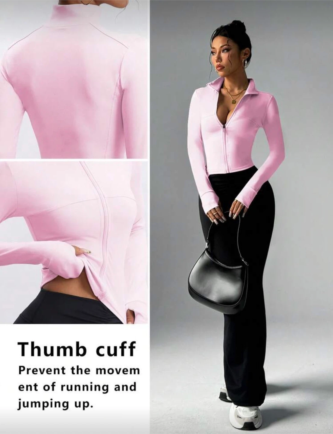 US(6) M Women Pink Zip-Up Long Sleeve Athletic Top - photo 4