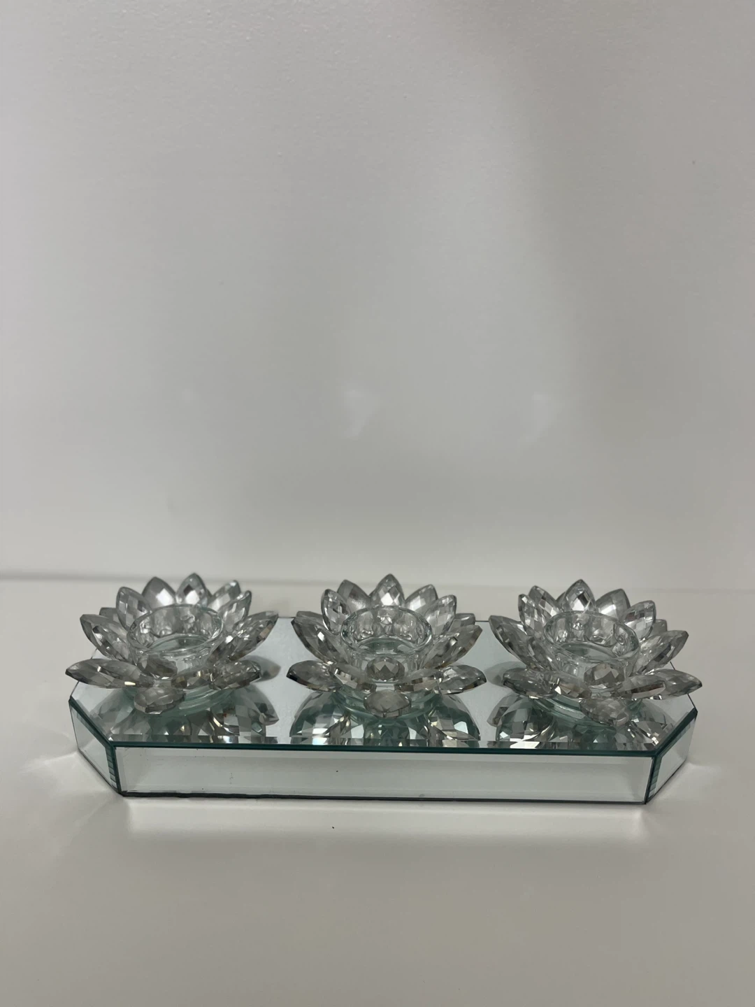 Crystal Lotus Flower 3-Tealight Holder
