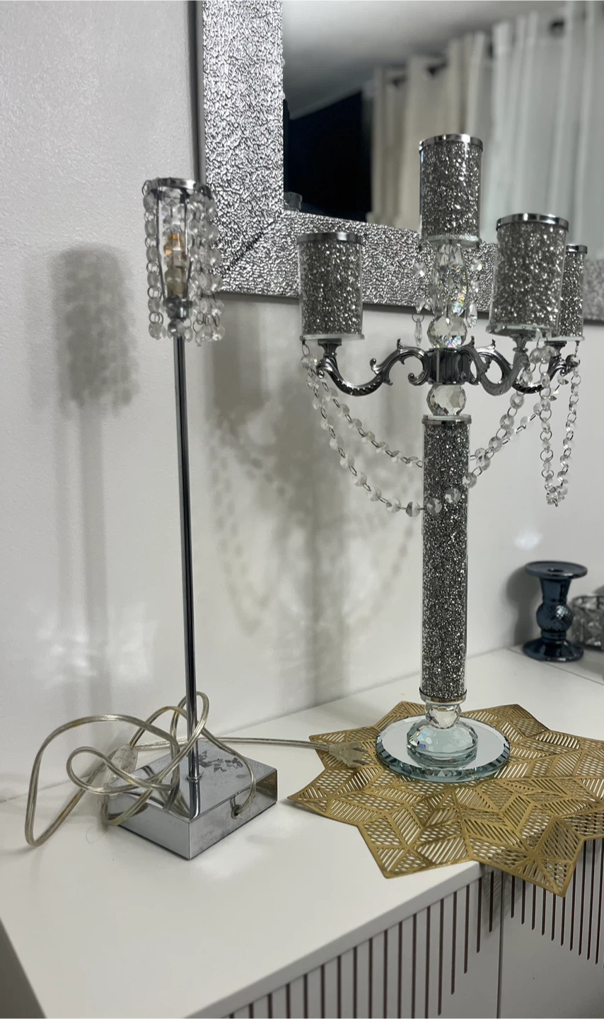 Sparkly Candelabra Table Lamp with Crystal Accents