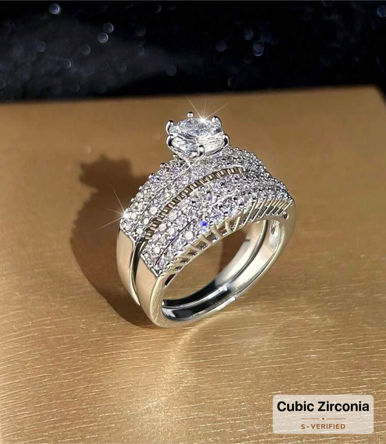 Cubic Zirconia Engagement Ring Set