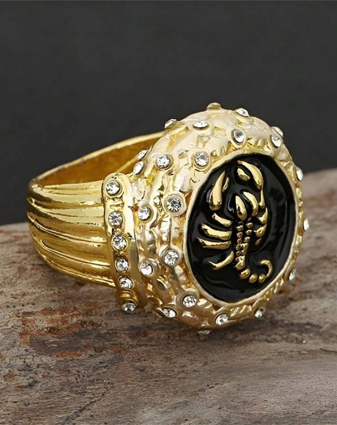 Gold Scorpion Ring with Crystals