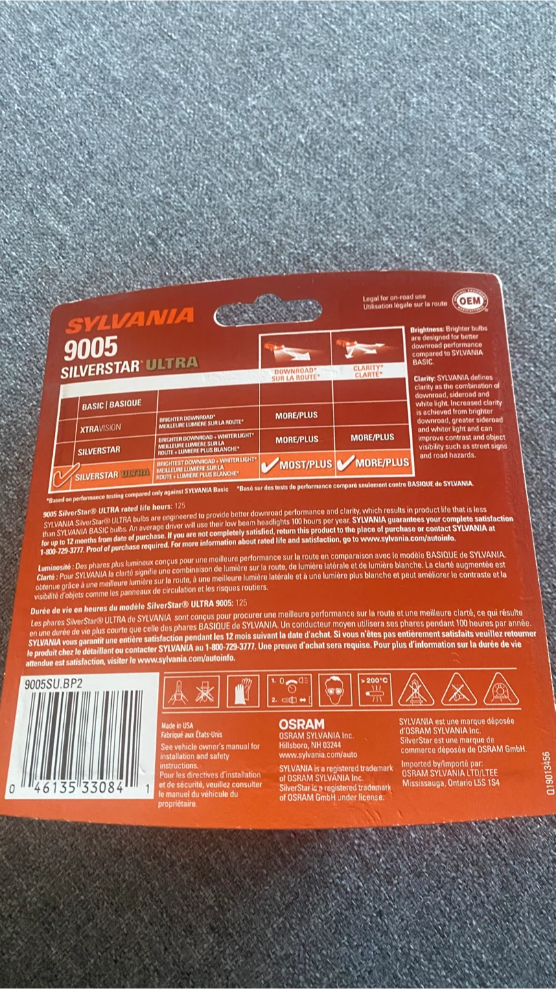 Sylvania SilverStar Ultra 9005 Halogen Headlight Bulbs - photo 2