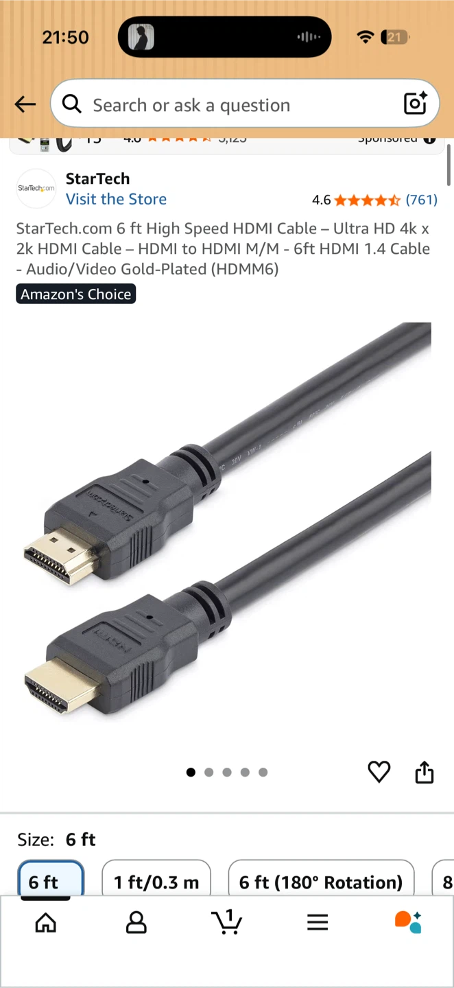 StarTech 6ft HDMI Cable – 4K Ultra HD – Gold Plated - photo 2