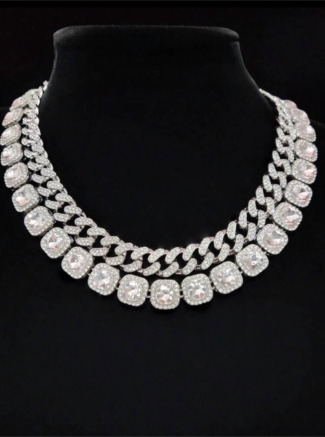 Rhinestone Choker Necklace and Bracelet Set