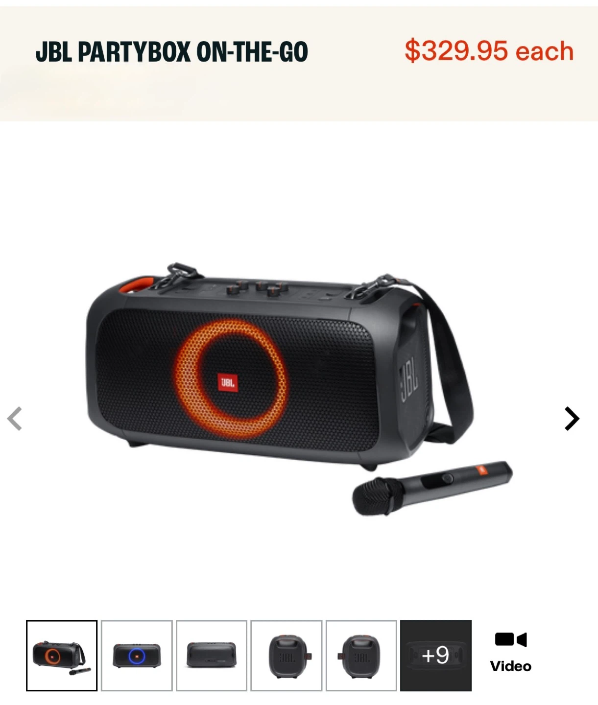 JBL PartyBox On-The-Go Bluetooth Speaker