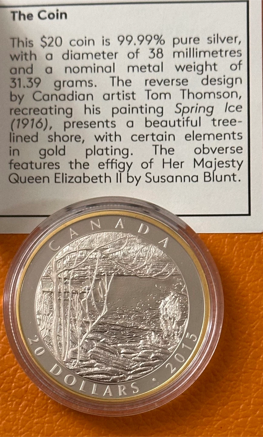 2015 Rare $20 Fine Silver Coin - Tom Thomson: Spring Ice - photo 2
