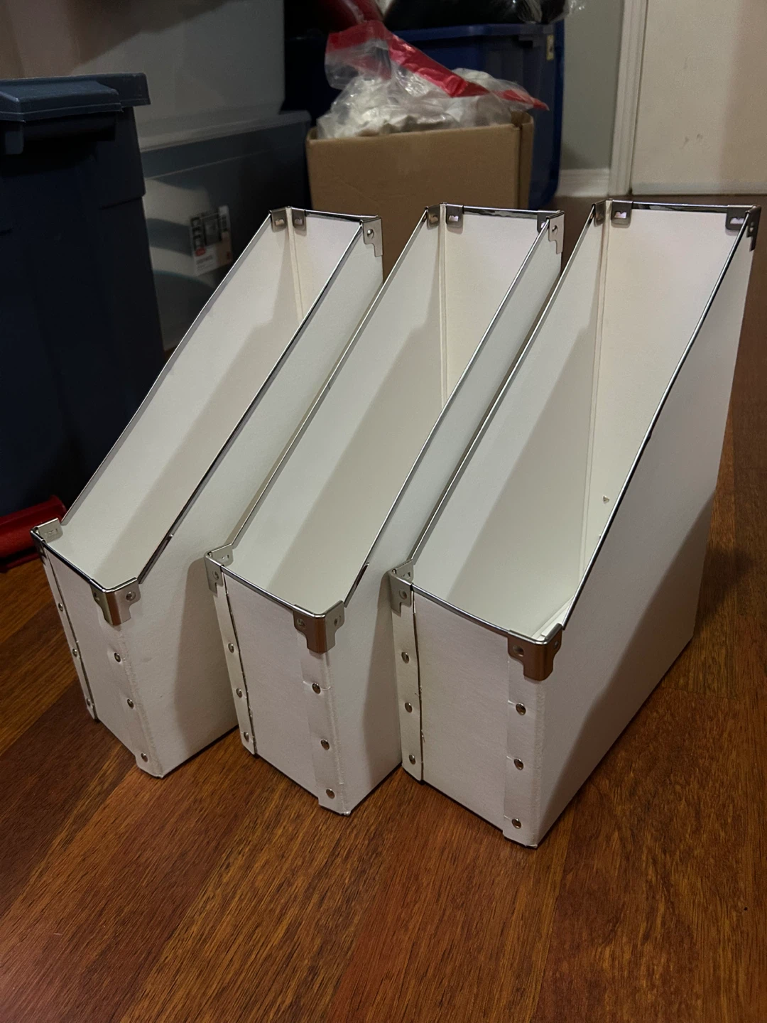Set of 3 White Magazine Holders