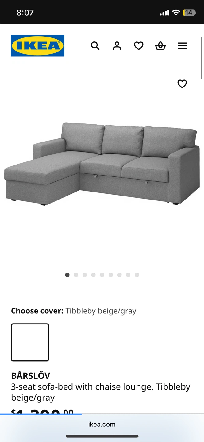 IKEA BÄRSLÖV 3-seat sofa-bed with chaise lounge - photo 2