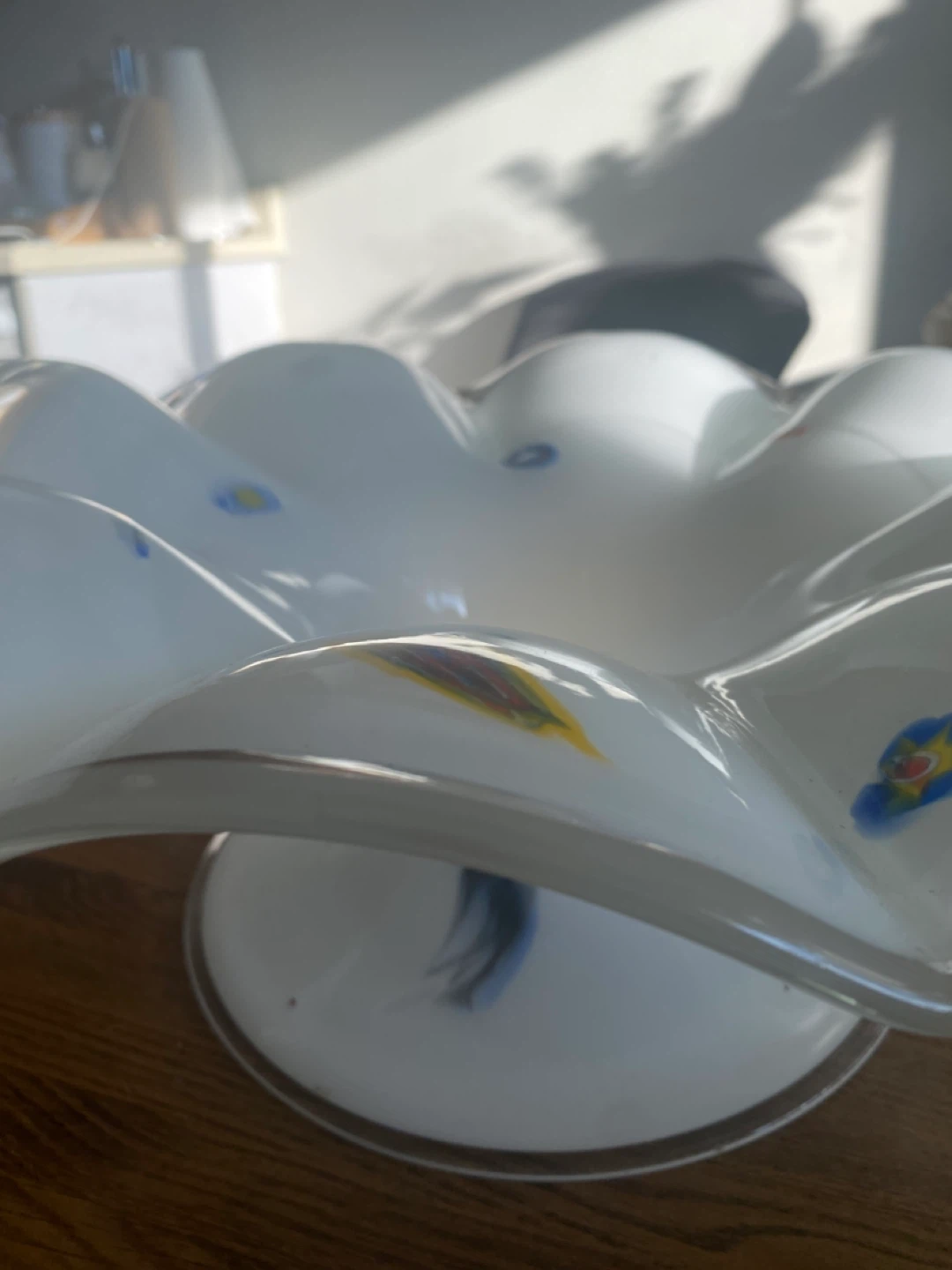 White Glass Candy Dish with Colourful Accents - photo 2
