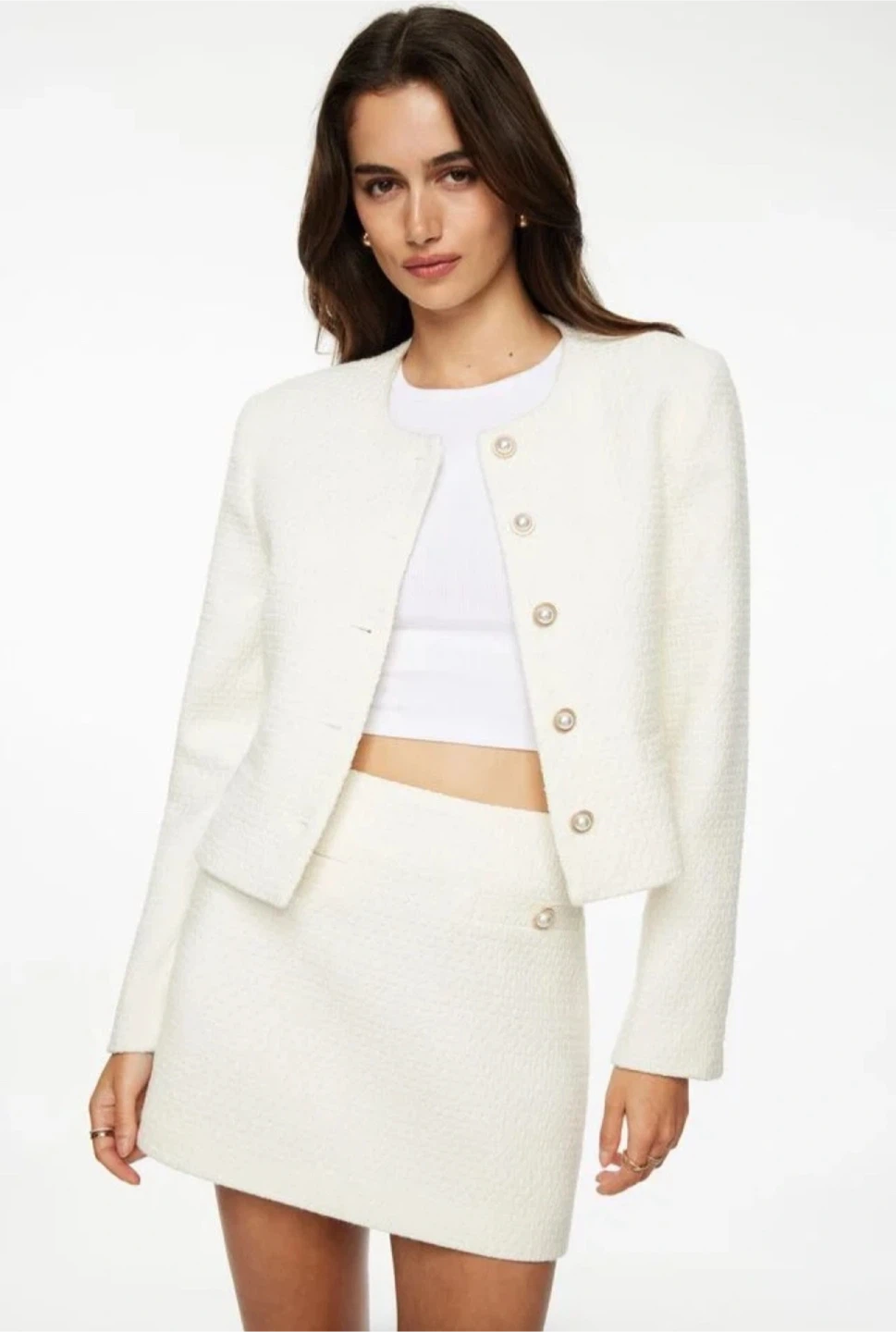 Dynamite "Margot" Collarless Short Jacket - Snow White - XXS - photo 5