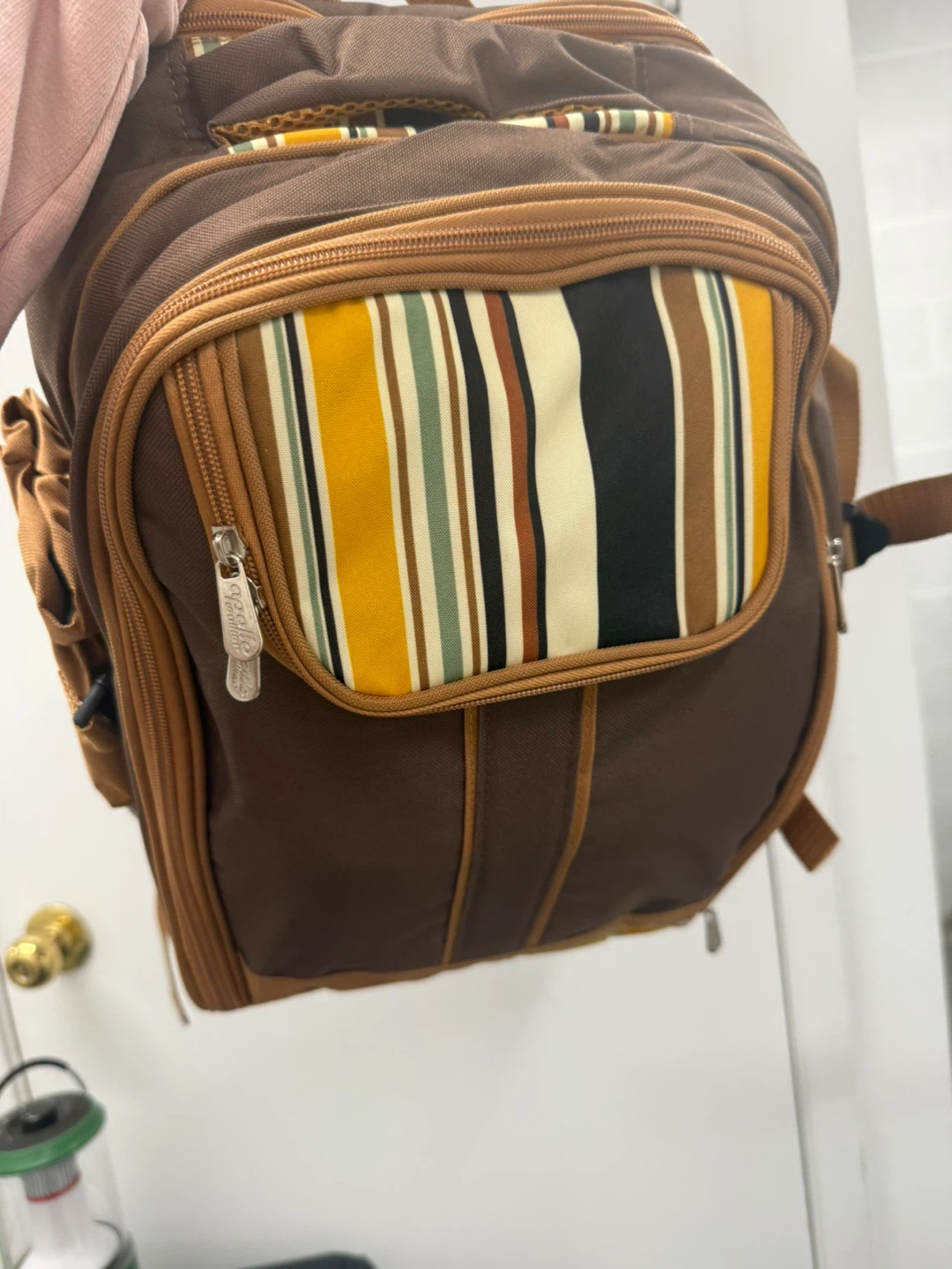 Brown Striped Picnic Backpack Set