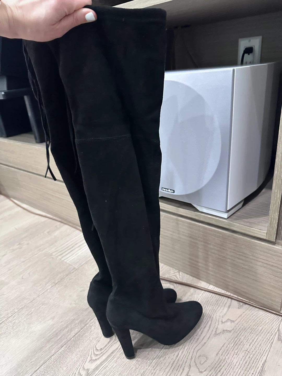 Black Over-the-Knee Heeled Boots - photo 2