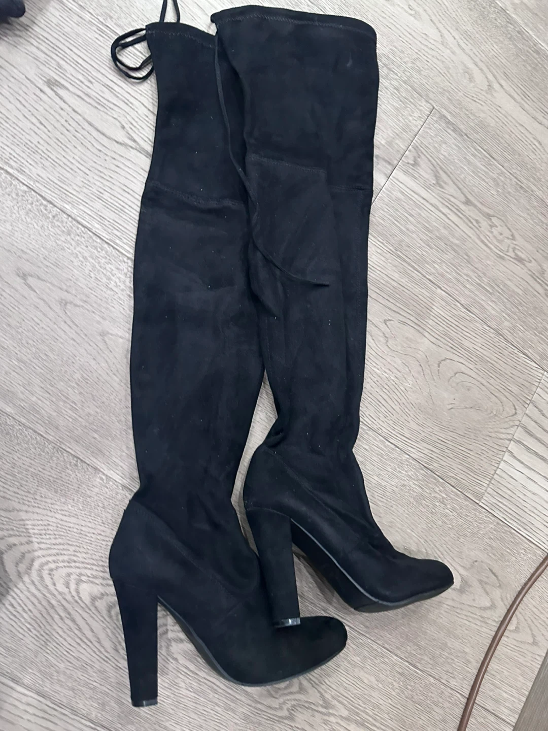 Black Over-the-Knee Heeled Boots
