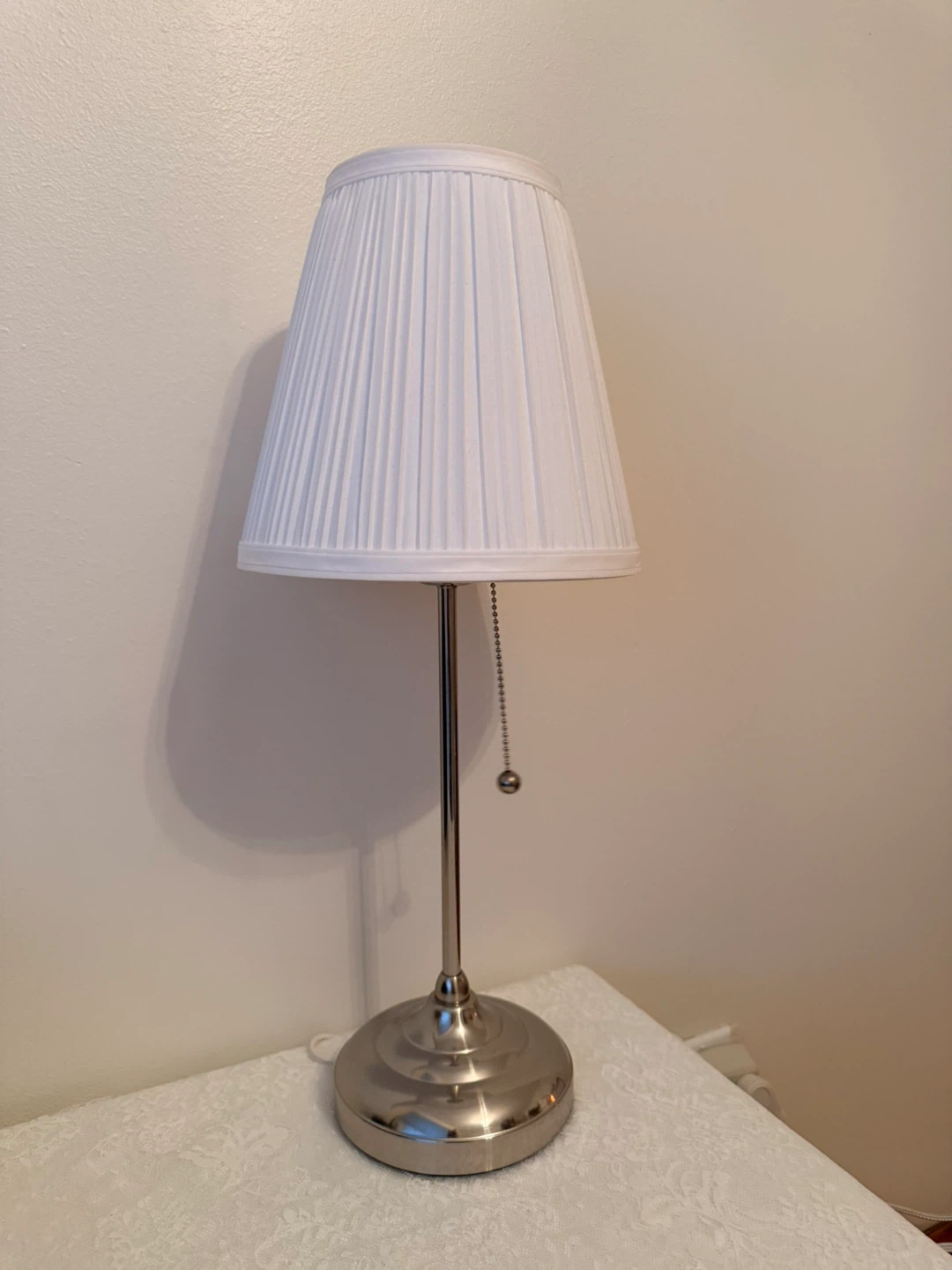 🧡Table Lamp with White Pleated Shade