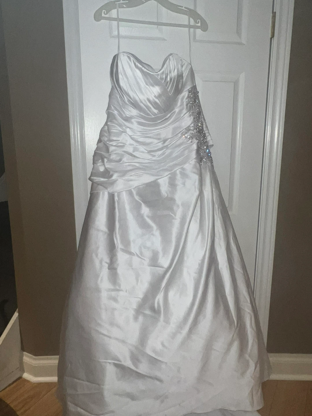 White Strapless Wedding Dress with Beading - photo 3