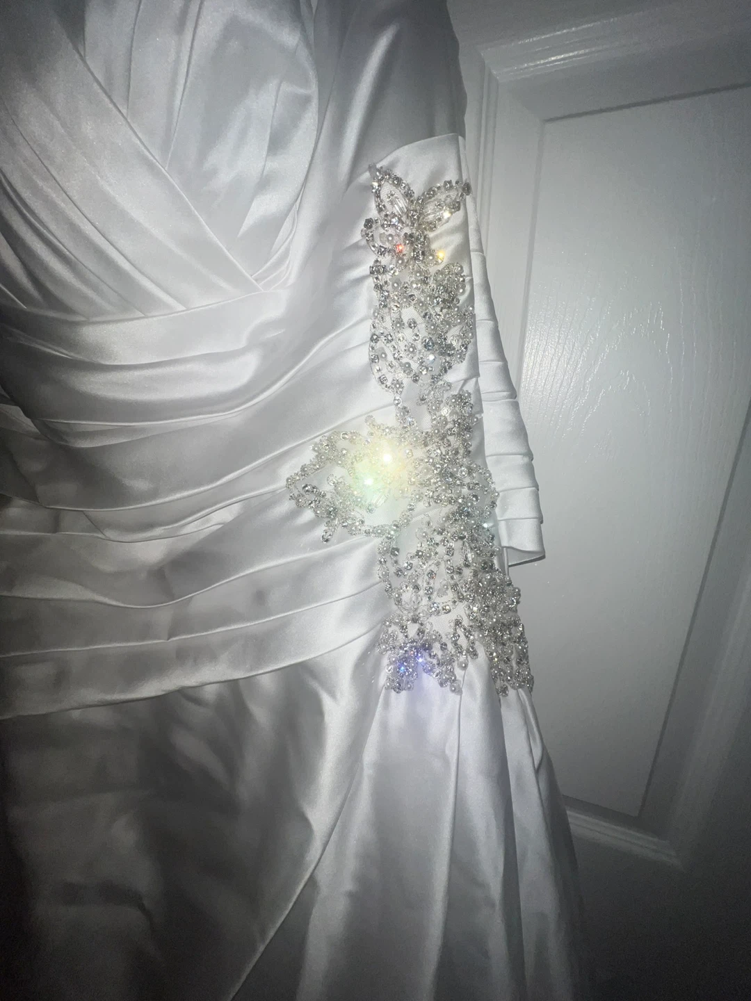 White Strapless Wedding Dress with Beading - photo 4