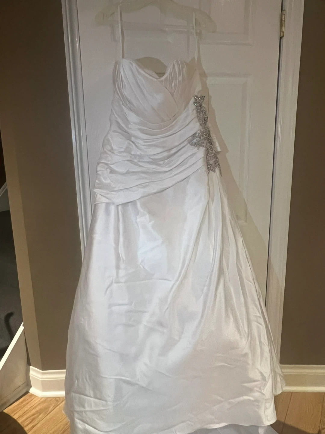 White Strapless Wedding Dress with Beading - photo 2
