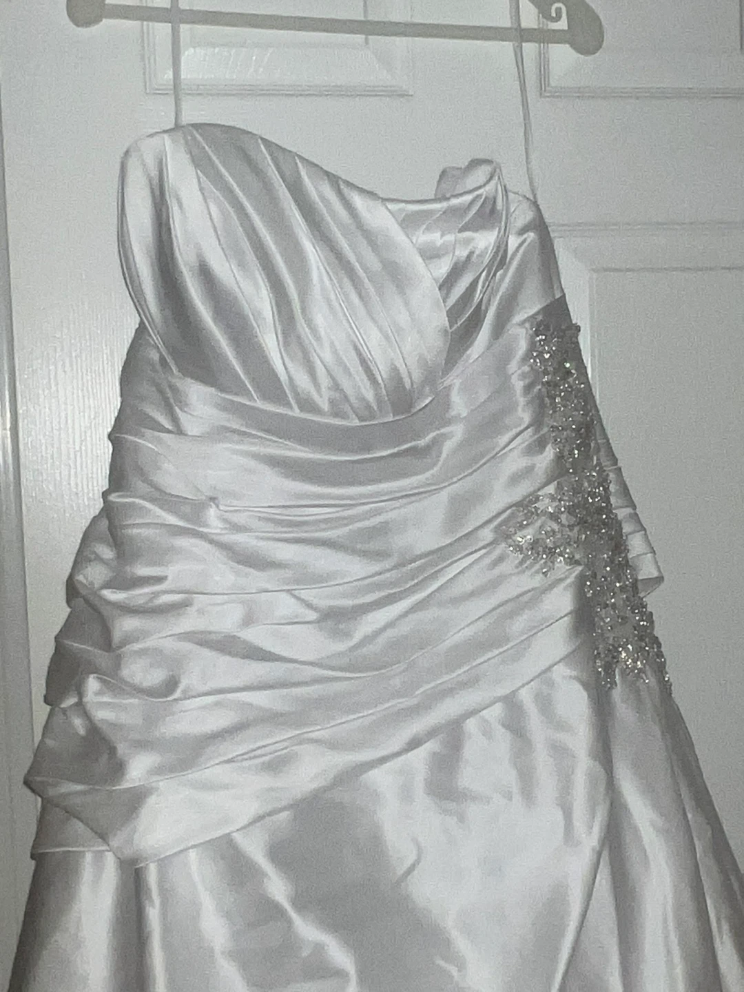 White Strapless Wedding Dress with Beading - photo 5