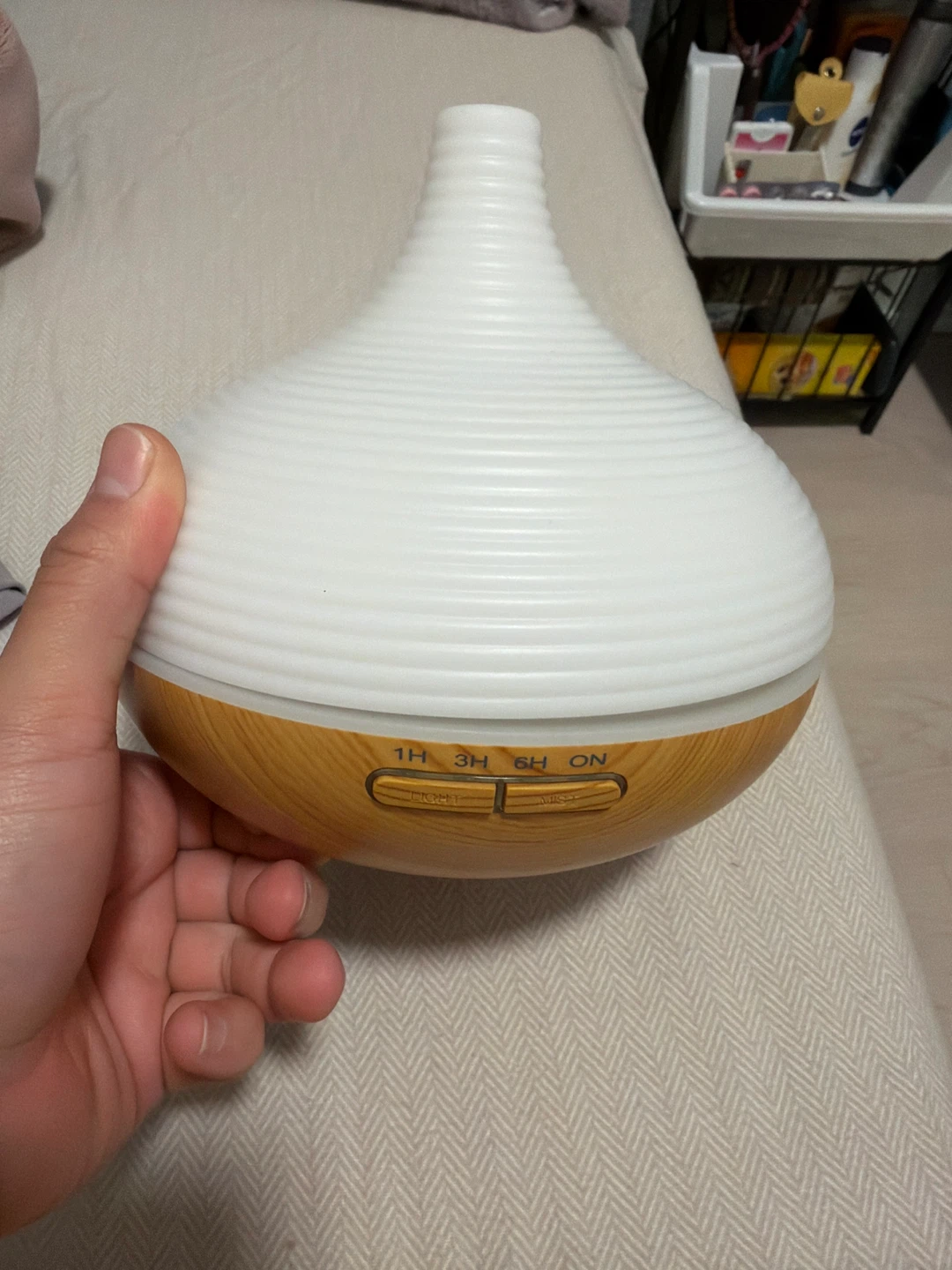 White Aroma Diffuser with Wood Grain Base🧡