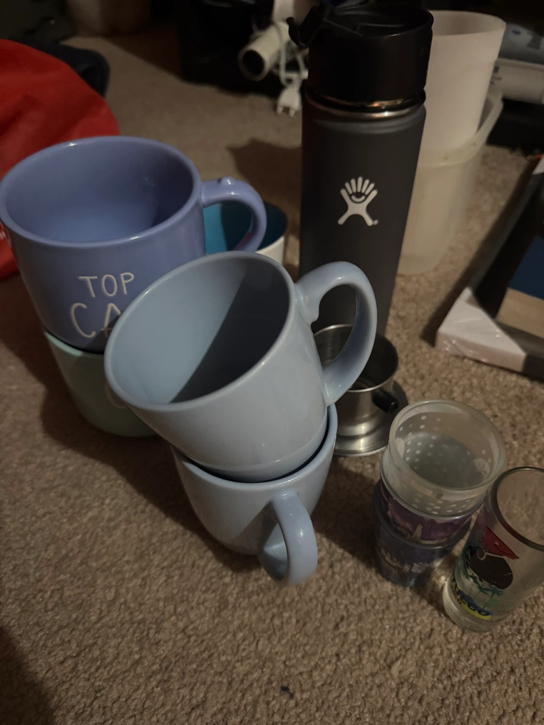 Collection of Mugs and Hydro Flask Water Bottle