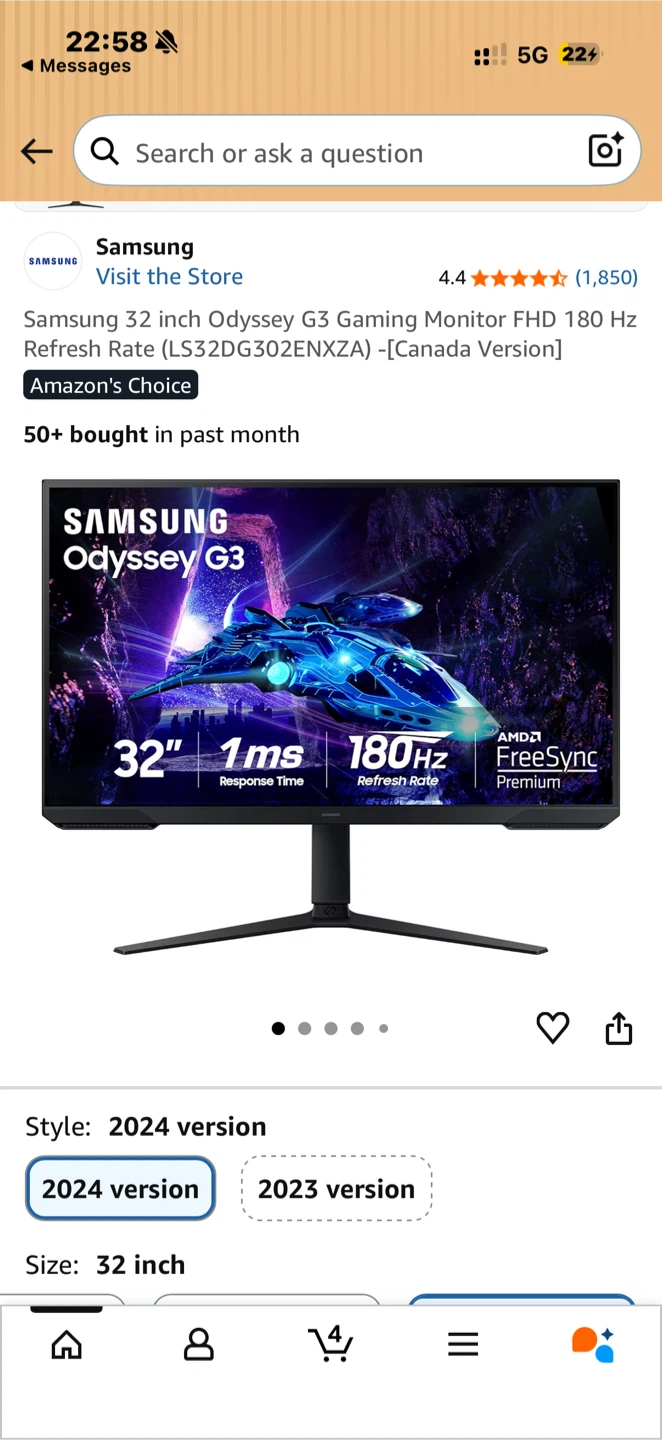 Samsung 32 inch Odyssey G3 Gaming Monitor FHD 180Hz