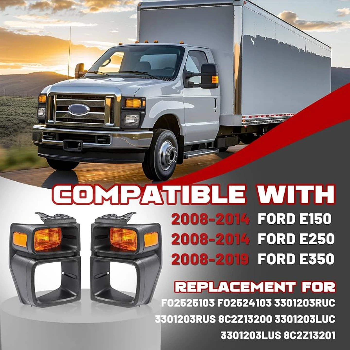 HECASA Pair Front Headlight Bezels - Ford - New - photo 2