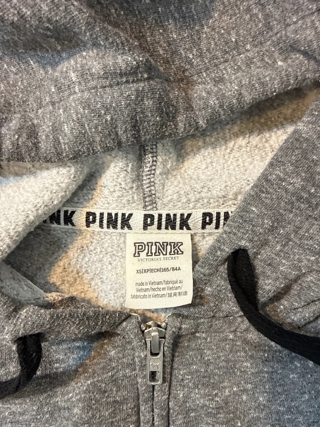 Pink Victoria's Secret Zip-Up Hoodie Gray XS - photo 3
