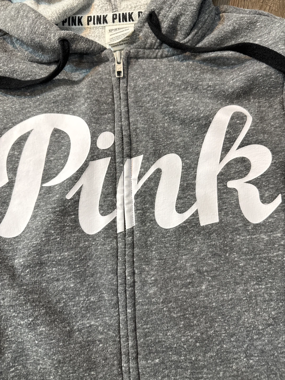 Pink Victoria's Secret Zip-Up Hoodie Gray XS - photo 2