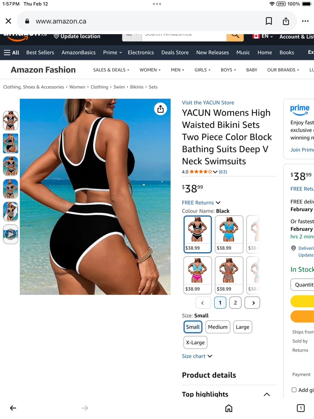 New Women's classy High Waisted Bikini Set - Black & white - photo 2