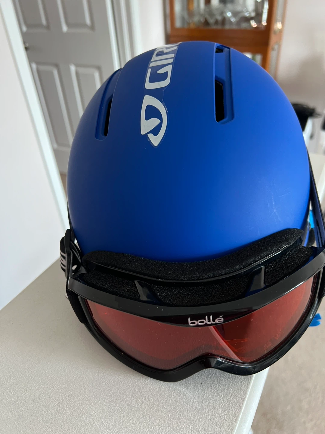 Giro Blue Ski Helmet with Bolle Goggles