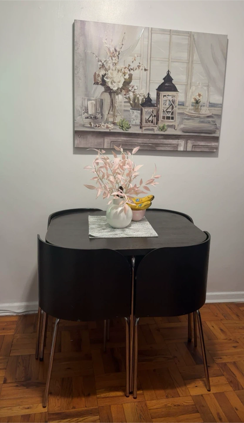 Black Dining Set with 2 Chairs