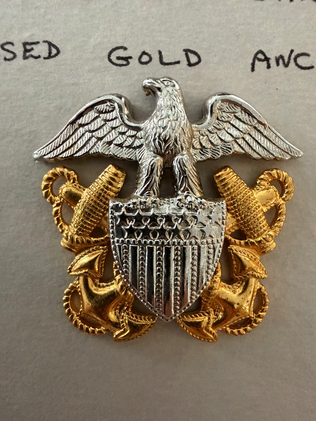 Vintage US Navy Collar Insignia – Eagle & Crossed Anchors