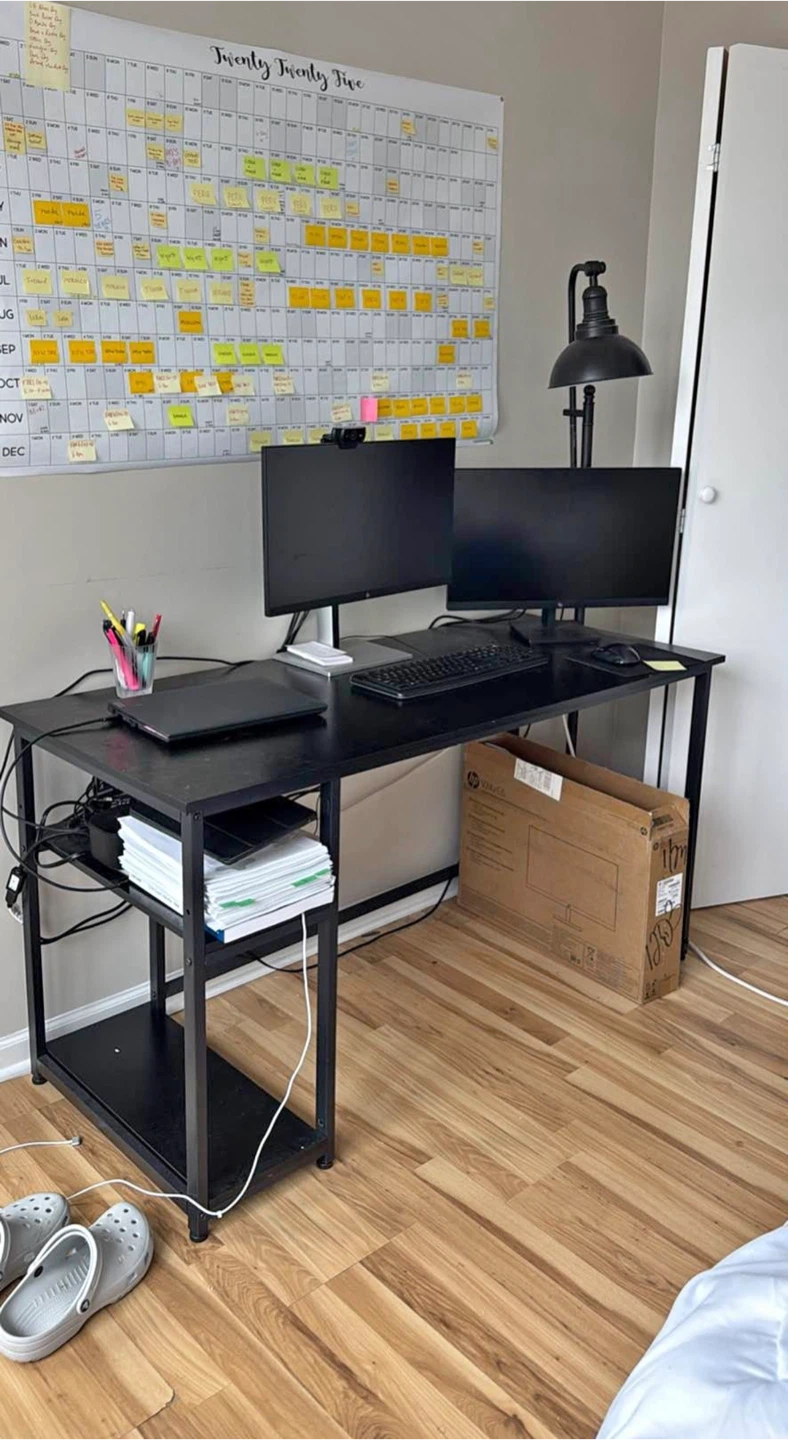 Black Computer Desk with Shelves