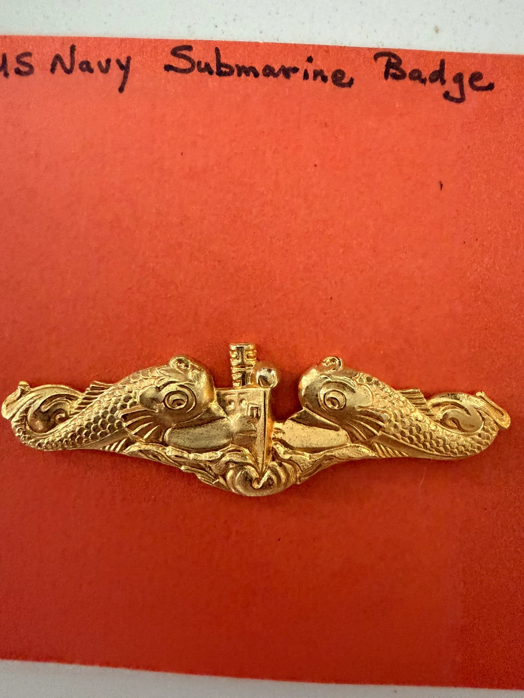 U.S. Navy Submarine Warfare Insignia “Dolphins” Gold Badge