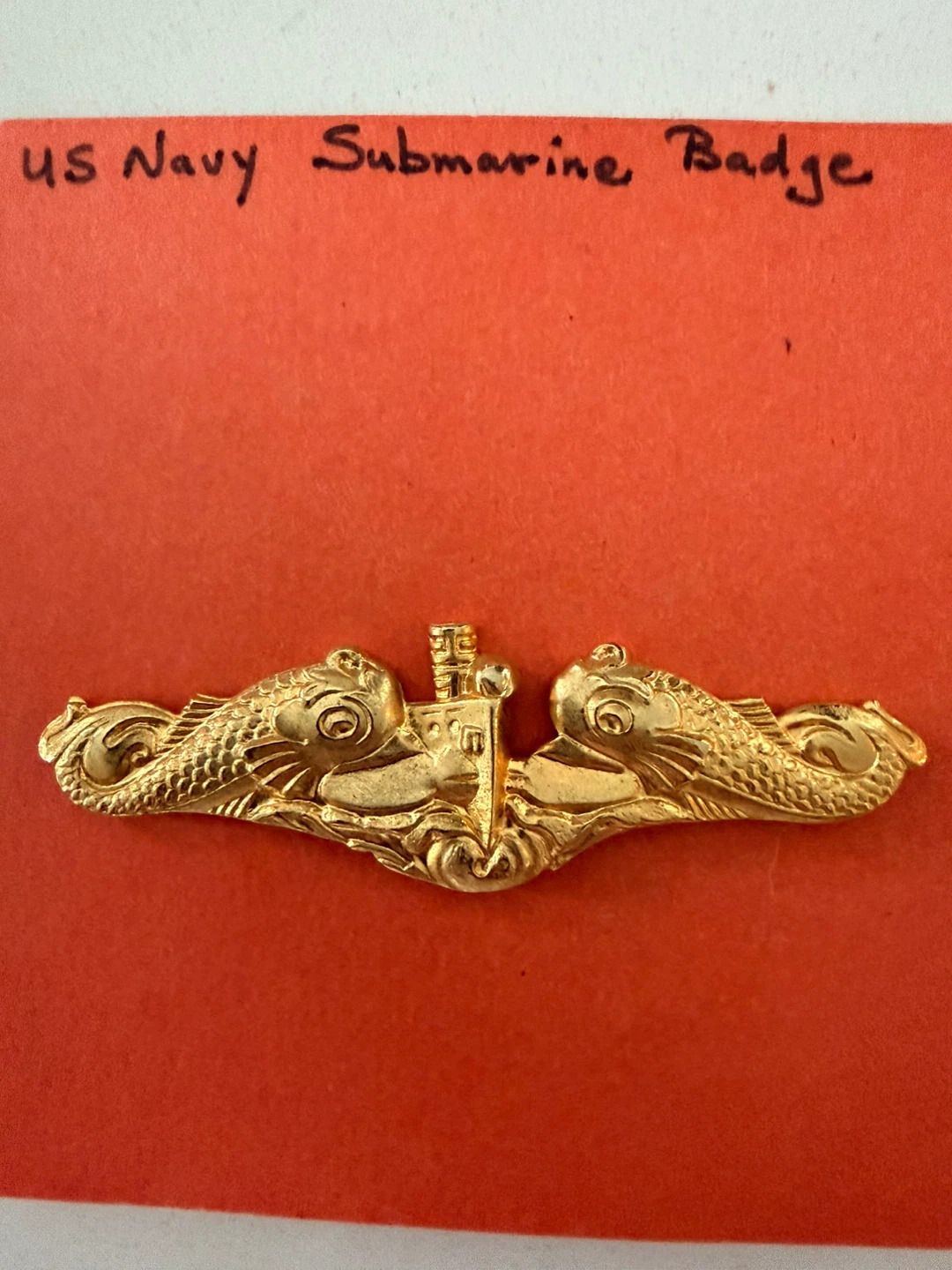 U.S. Navy Submarine Warfare Insignia “Dolphins” Gold Badge - photo 2