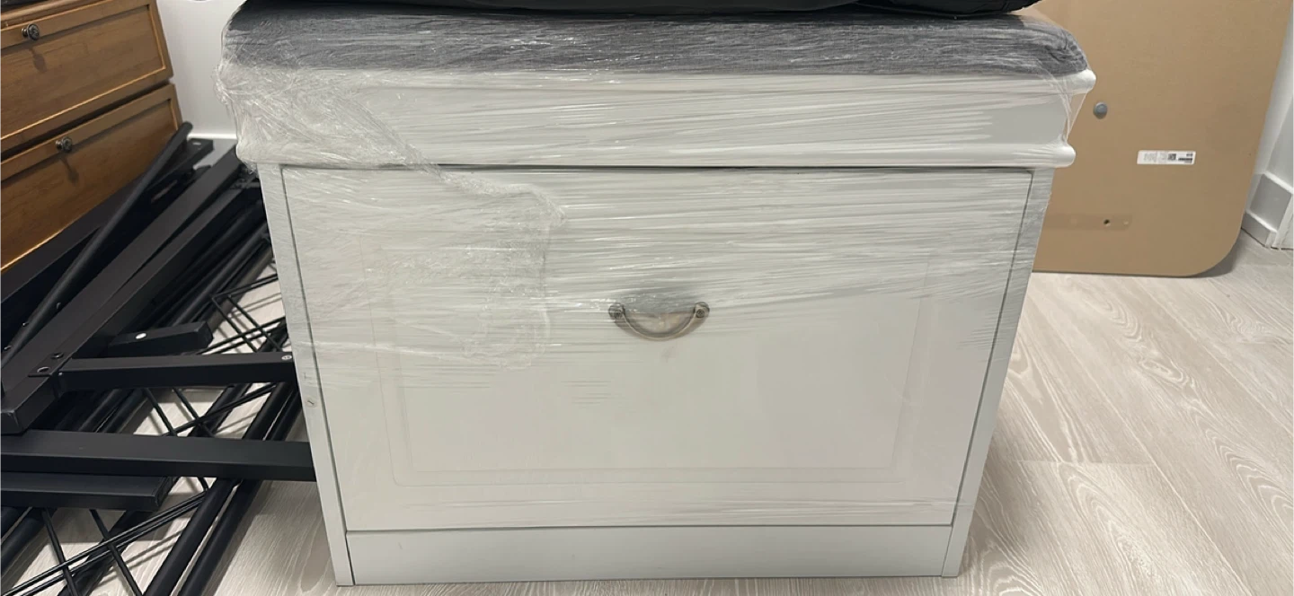 White Shoe Storage Bench with Grey Cushion - photo 2