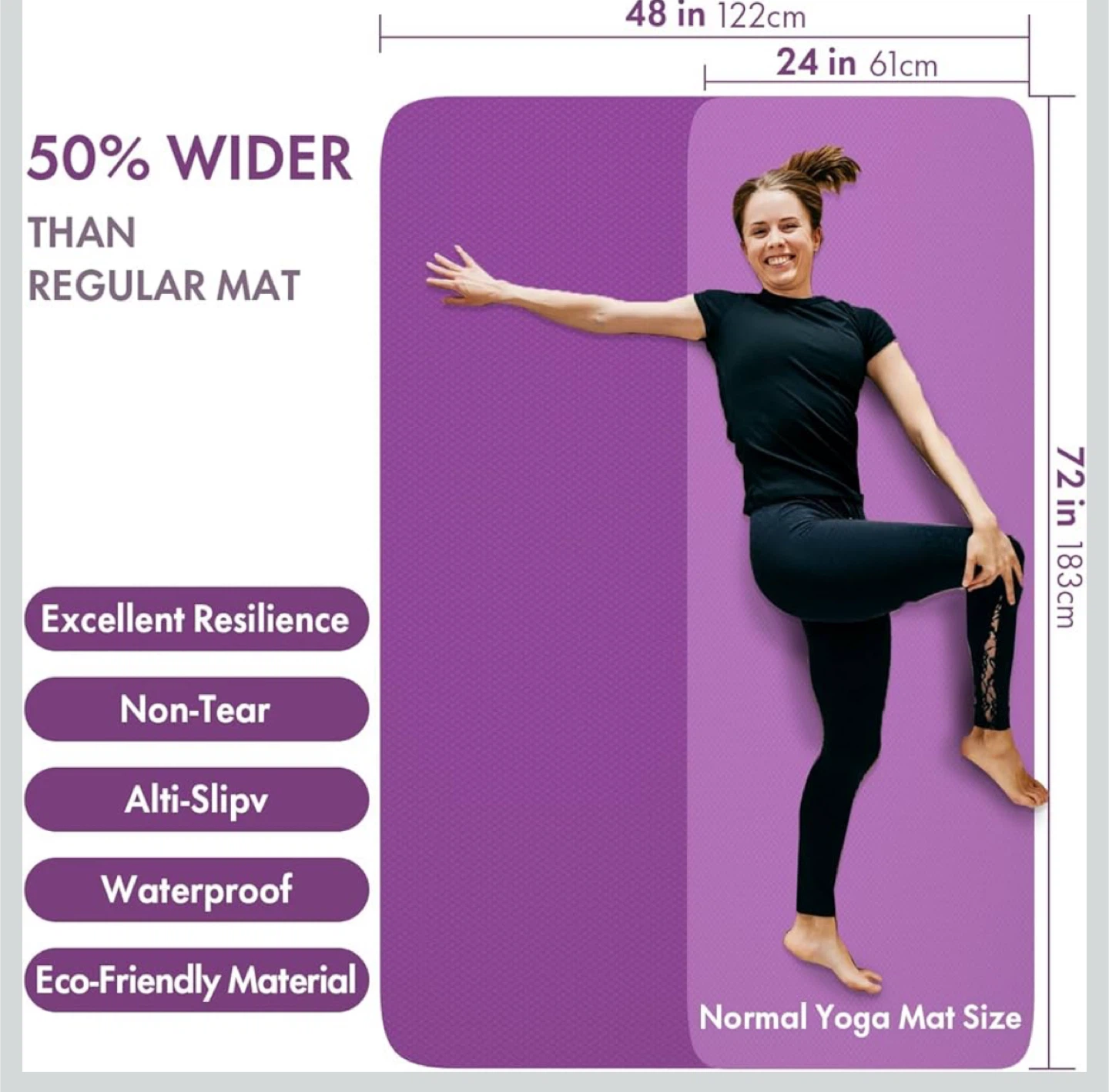Yoga Mat (48” x 72”) Extra Wide