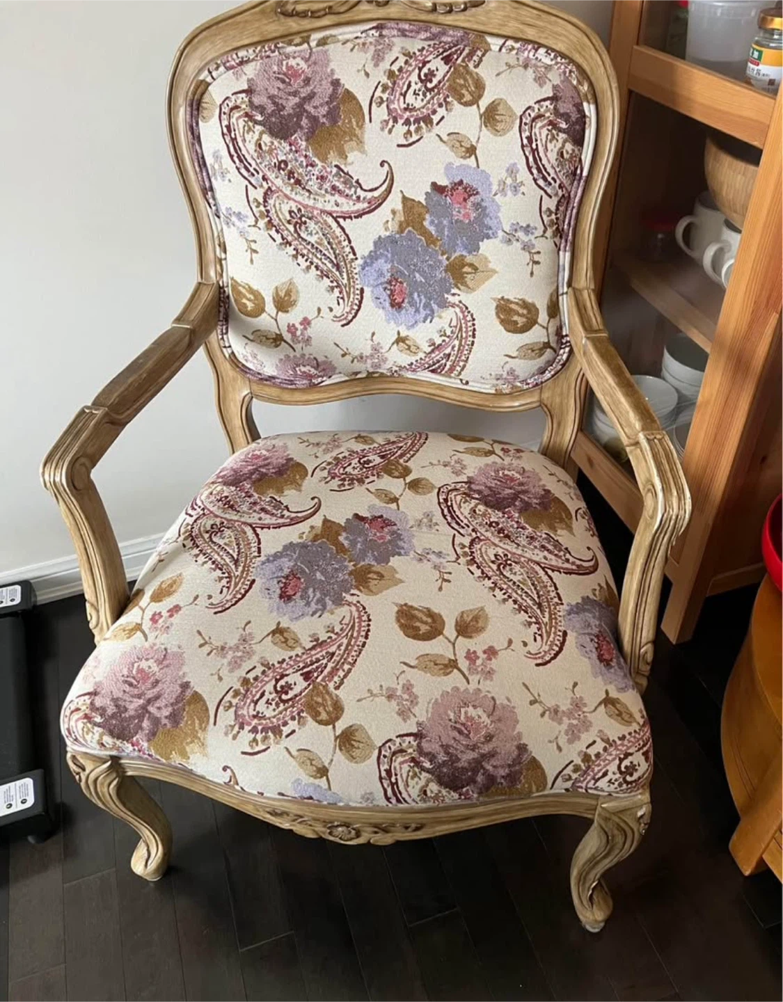 Vintage Accent Chair with Floral Upholstery