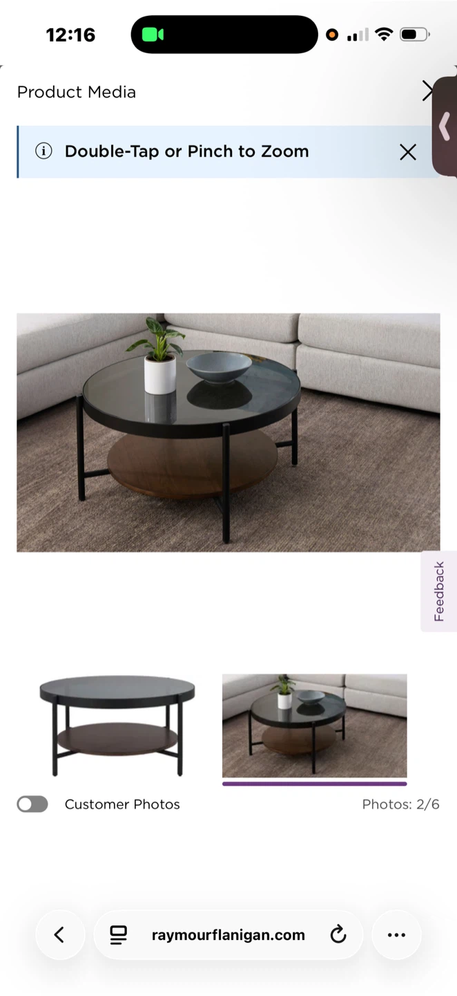 Round Coffee Table with Dark Wood Shelf - photo 2