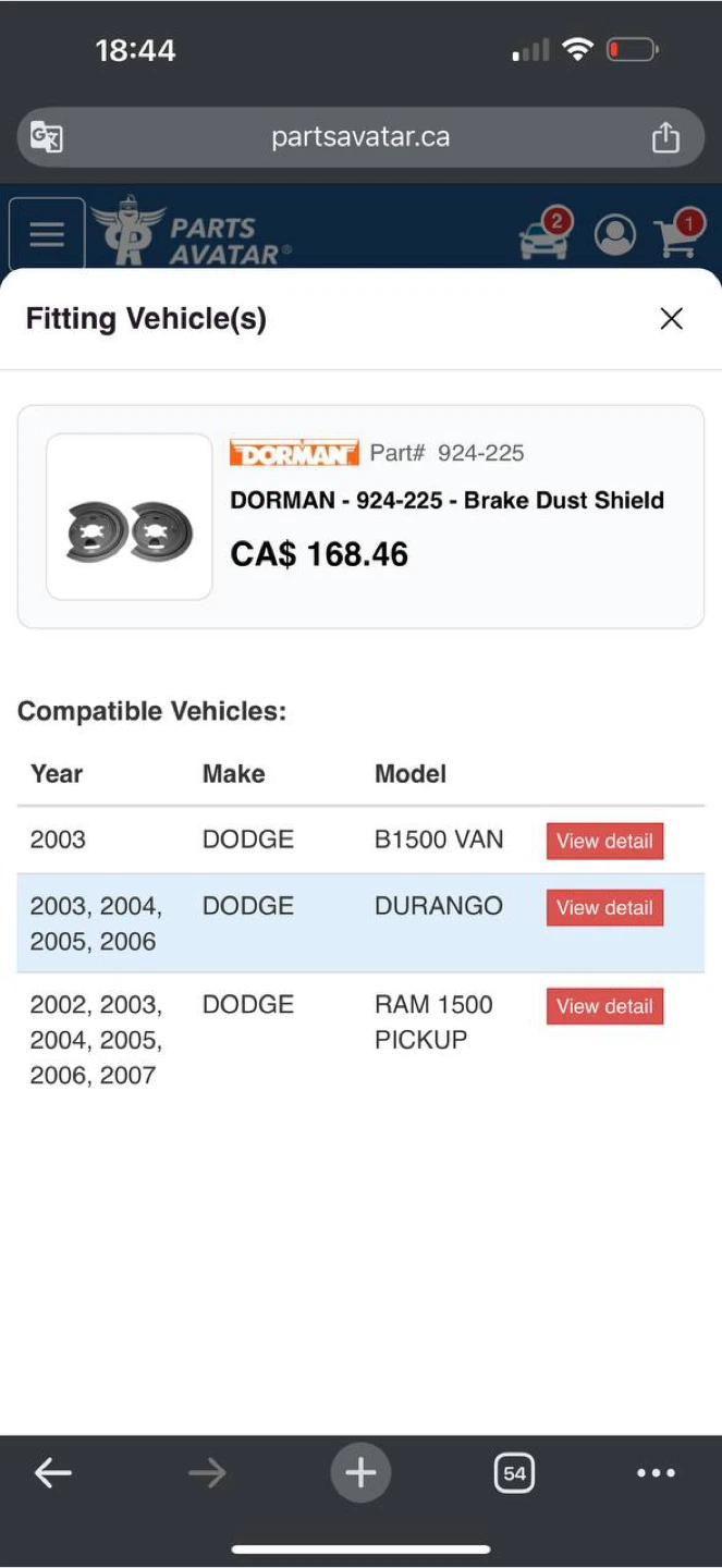 Dorman 924-225 Rear Brake Dust Shield Pair for DodgeDurango/ Ram - photo 4