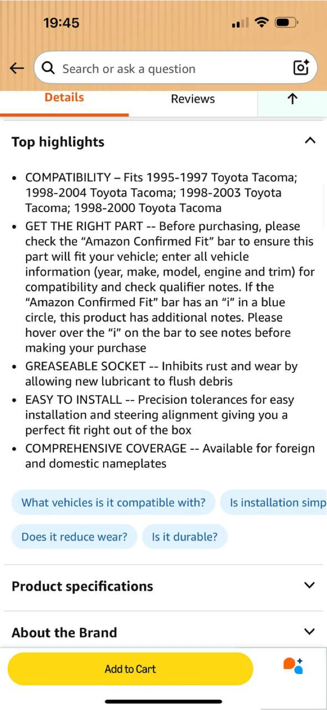 MOOG K90259 Front Right Lower Ball Joint for Toyo - photo 4
