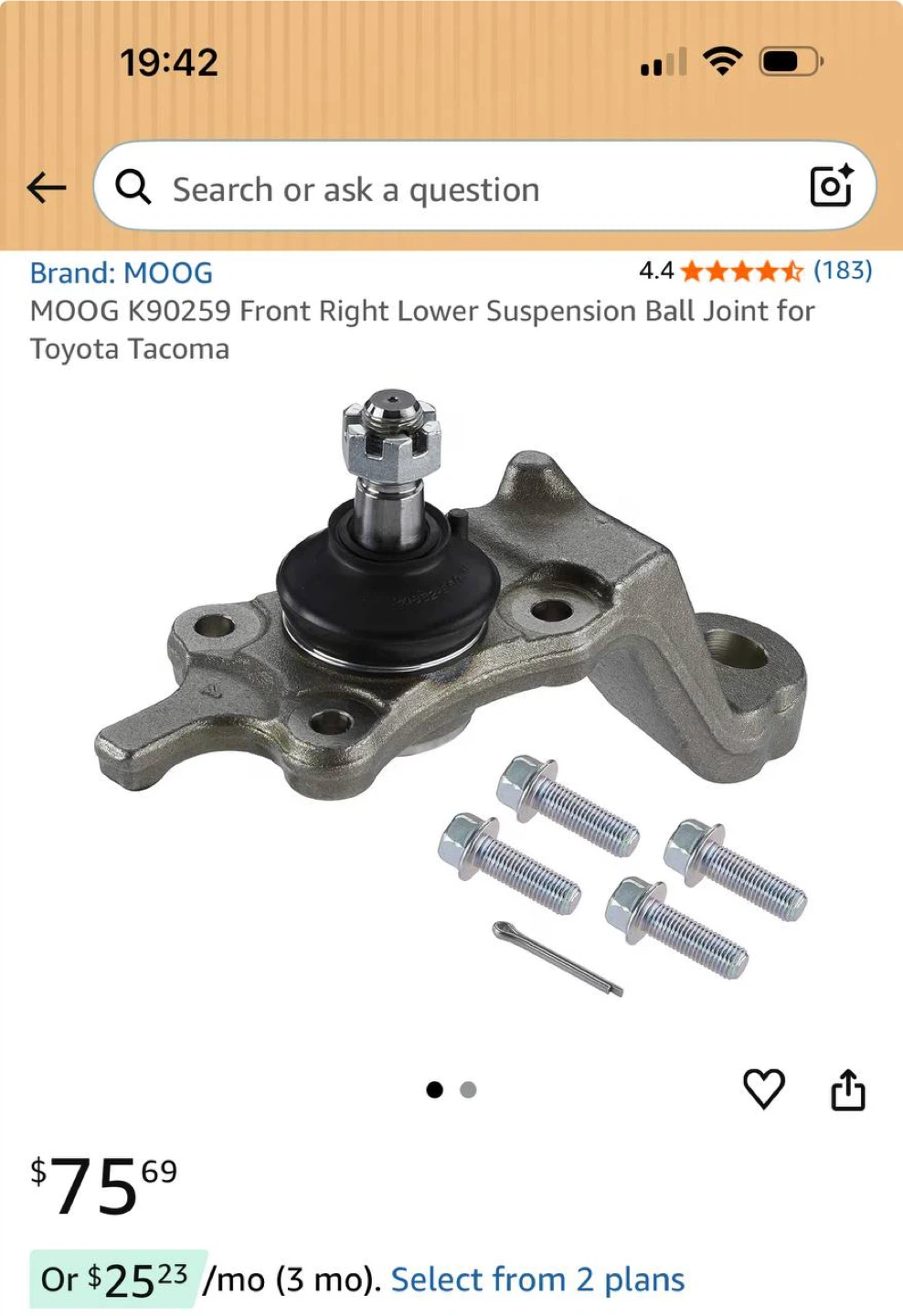 MOOG K90259 Front Right Lower Ball Joint for Toyo