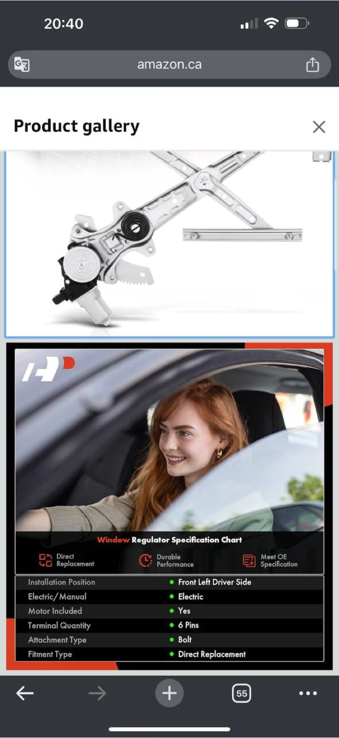 A-Premium Front Left Power Window Regulator with - photo 2