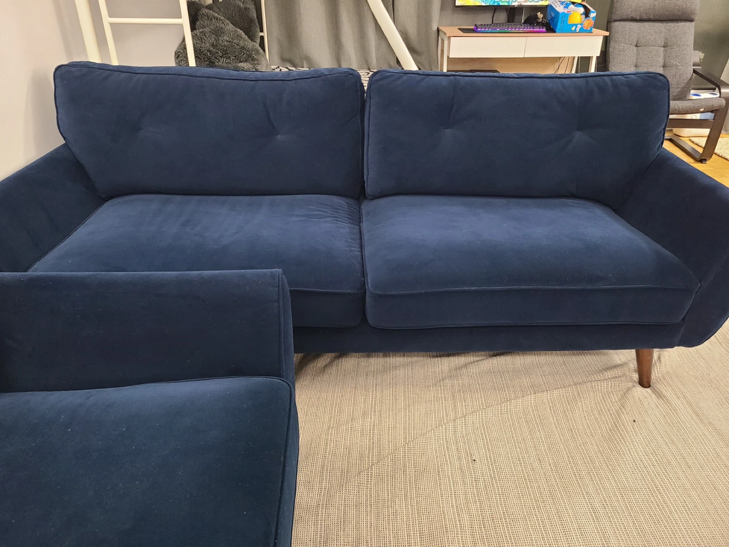 2 pieces of Navy Blue Two-Seater Sofa (small and a large sized) - photo 4