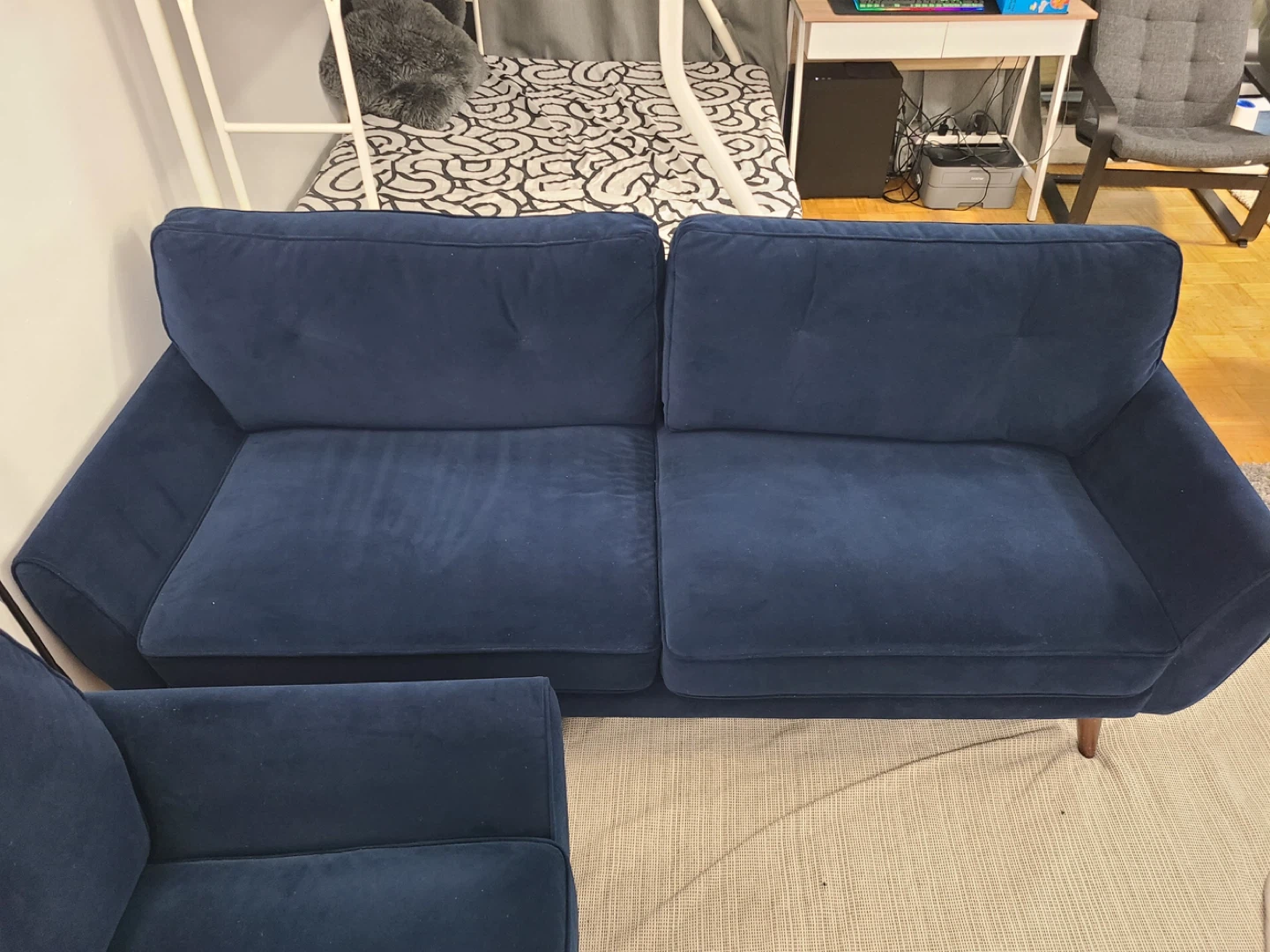 2 pieces of Navy Blue Two-Seater Sofa (small and a large sized) - photo 3