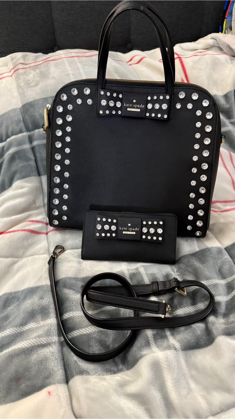Kate Spade Black Tote Bag with Matching Wallet