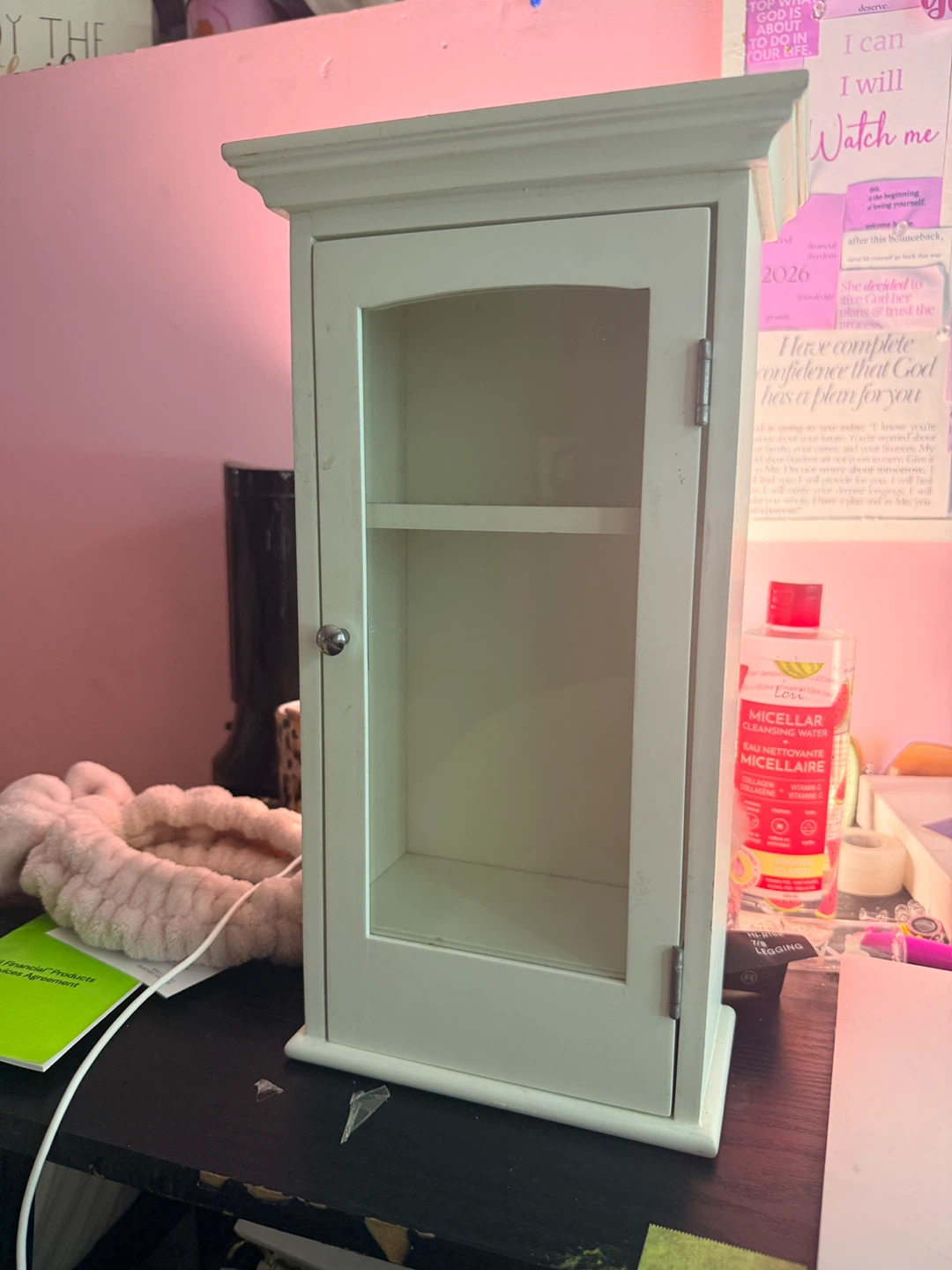 White Wooden Wall Cabinet with Glass Door - photo 4