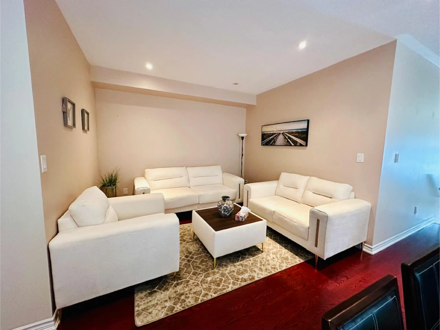 White Sofa Set with Coffee Table