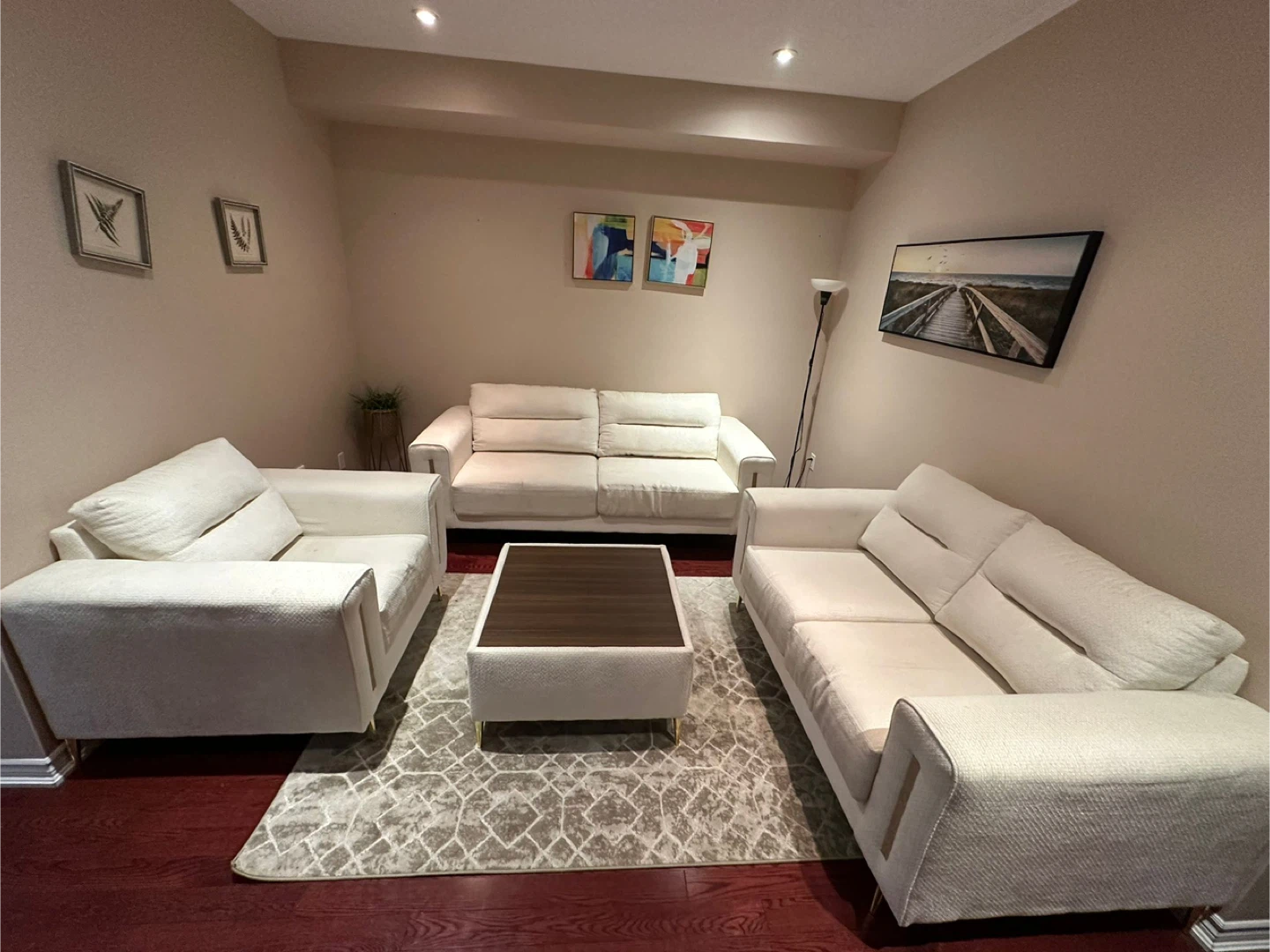 White Sofa Set with Coffee Table - photo 4