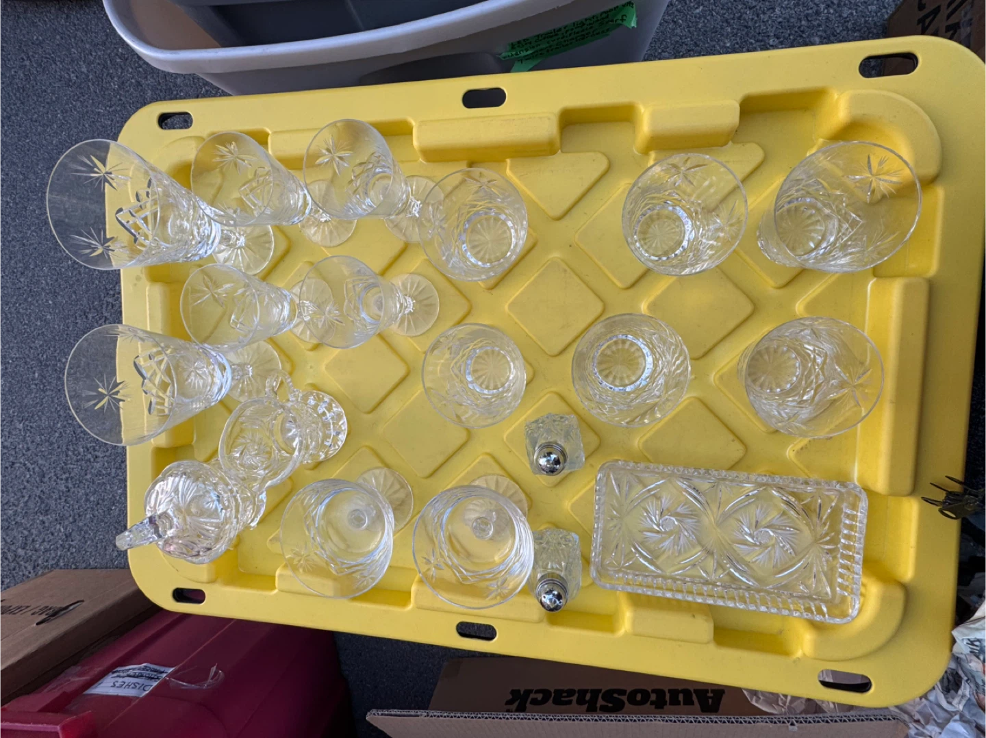 Crystal Glassware Set - Glasses, Shakers & Tray